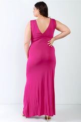 Plus V-neck Sleeveless Maxi Dress