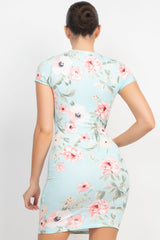 Short Sleeve Floral Bodycon Dress