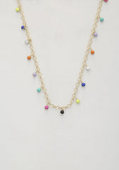Beaded Circle Link Metal Necklace