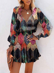Vorioal Color Leopard Printed Dress