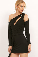 Merline Slant Shoulder Mini Dress