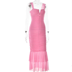 Ruched Fishtail Maxi Dress