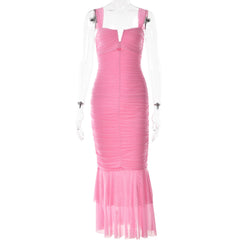 Ruched Fishtail Maxi Dress