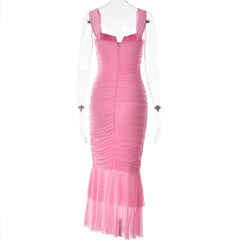 Ruched Fishtail Maxi Dress