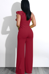 One Shoulder Ruffle Jumpsuit