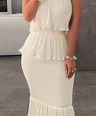 Ruffle Hem Layered Long Dress
