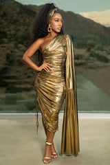 Trophy Wife-Metallic Gold Dress