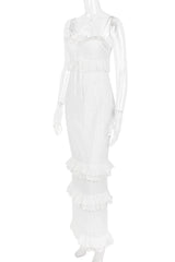 White Embroidered Strap Maxi Dress