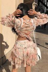 Yuni Long Sleeve Chiffon Midi Dress
