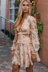 Yuni Long Sleeve Chiffon Midi Dress