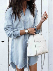 Vorioal Hot Sexy Denim Shirt Dress