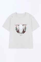 Plus Size Animal Graphic Distressed Tee Shirt
