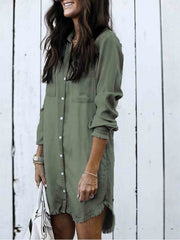 Vorioal Hot Sexy Denim Shirt Dress