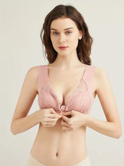 Lace Seamless Wirefree Push-up Pus size Full Coverage Bra Pink
