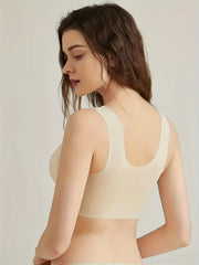 Lace Seamless Wirefree Push-up Pus size Full Coverage Bra Nude