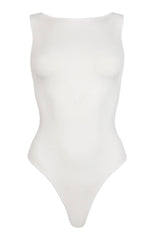 Ribbed High Neck One Piece Swimsuit - Black/White