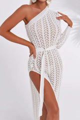 Maylene One Shoulder Slit Midi Dress