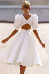 Puff Sleeve Slim Midi Dress