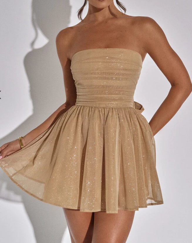 Strapless sequin skirt-MINI DRESS