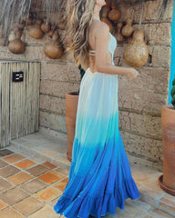 Sleeveless printed ombre dress