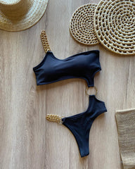 Sexy fashion chain strapless one piece bikini