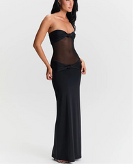 Knotted Mesh Strappy Midi Dress