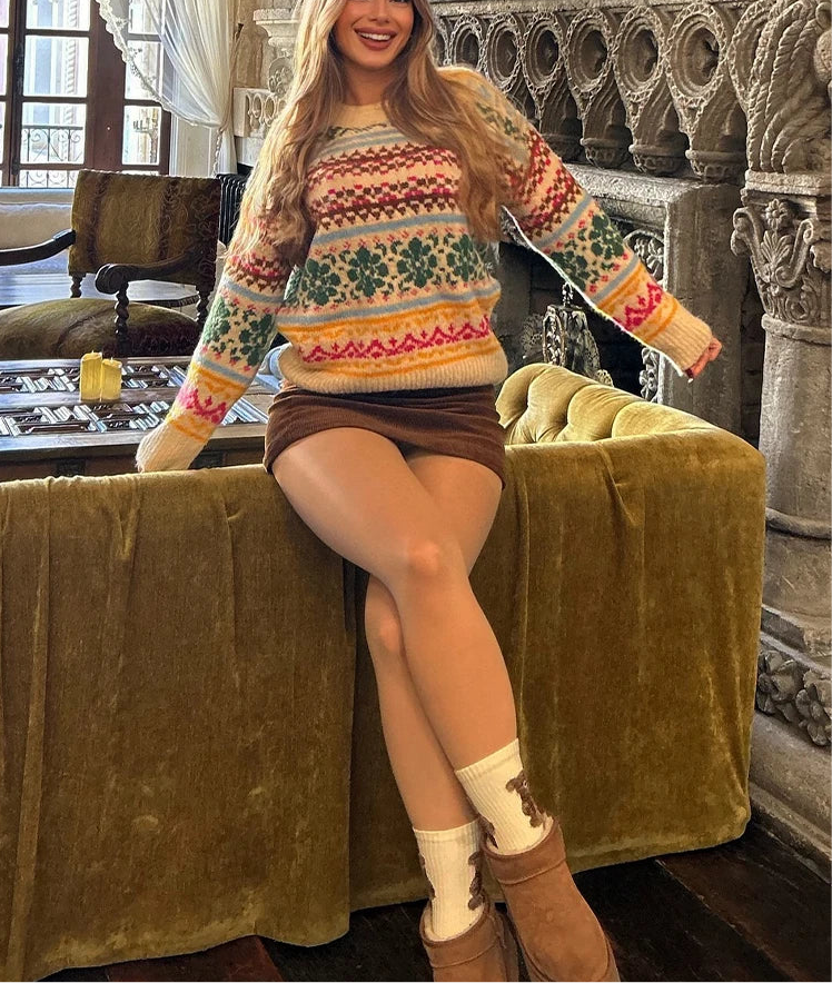 Colorful Jacquard Knitted Sweater