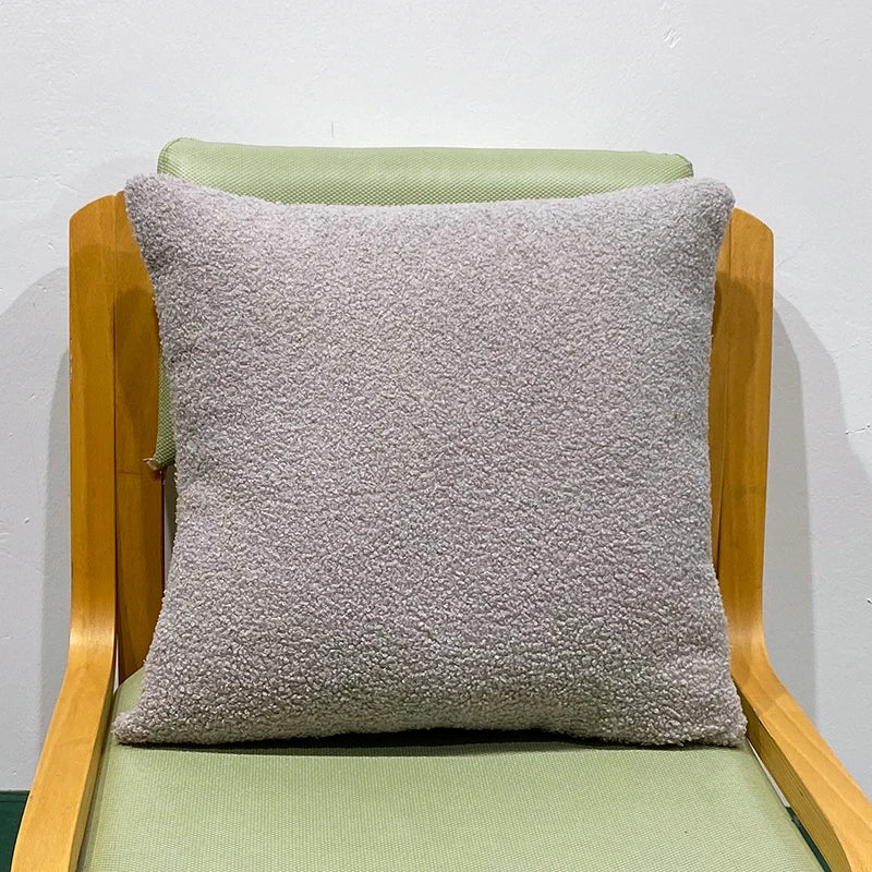 Cozy Teddy Faux Fur Cushion Cover, Plush Pillow Cover for Sofa, Living Room Decorative, Nordic Home Decor, 45*45