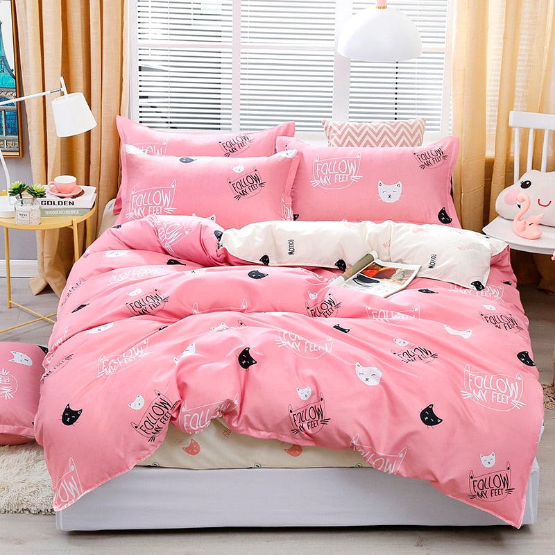 Cotton Pastoral Flower Cartoon Style Fashion Bedding Bed Cover Bed Sheet Duvet Cover Pillowcase 4pcs Bedding Sets/Queen