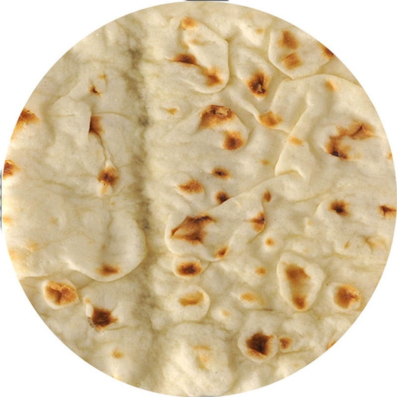 Warm coral fleece tortilla pizza blanket 200Gsm round shape lavash wool sofa plaid plush bedspread winter throw blanket