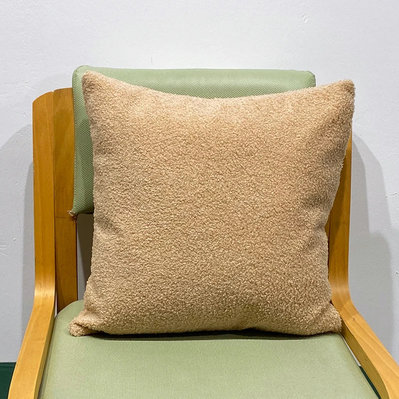 Cozy Teddy Faux Fur Cushion Cover, Plush Pillow Cover for Sofa, Living Room Decorative, Nordic Home Decor, 45*45
