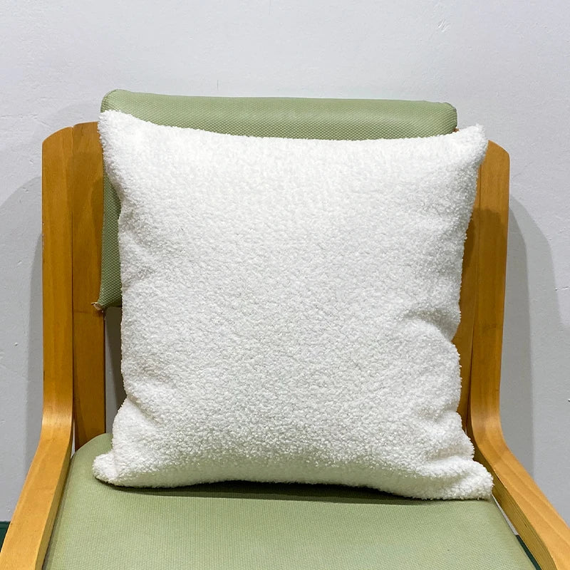 Cozy Teddy Faux Fur Cushion Cover, Plush Pillow Cover for Sofa, Living Room Decorative, Nordic Home Decor, 45*45