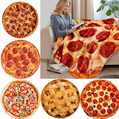 Warm coral fleece tortilla pizza blanket 200Gsm round shape lavash wool sofa plaid plush bedspread winter throw blanket