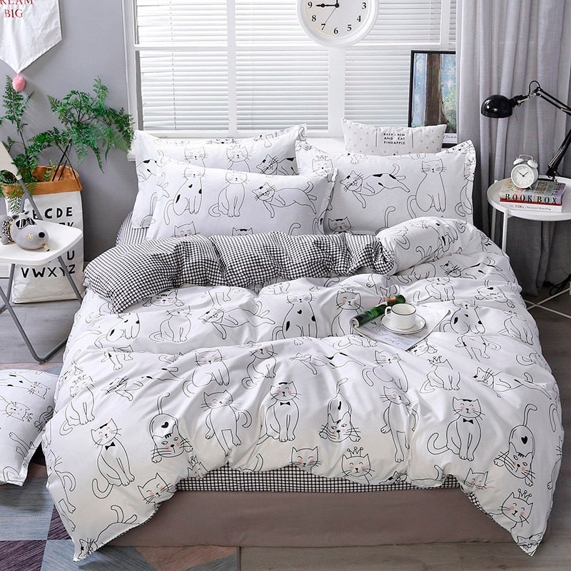 Cotton Pastoral Flower Cartoon Style Fashion Bedding Bed Cover Bed Sheet Duvet Cover Pillowcase 4pcs Bedding Sets/Queen