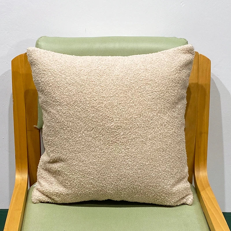 Cozy Teddy Faux Fur Cushion Cover, Plush Pillow Cover for Sofa, Living Room Decorative, Nordic Home Decor, 45*45