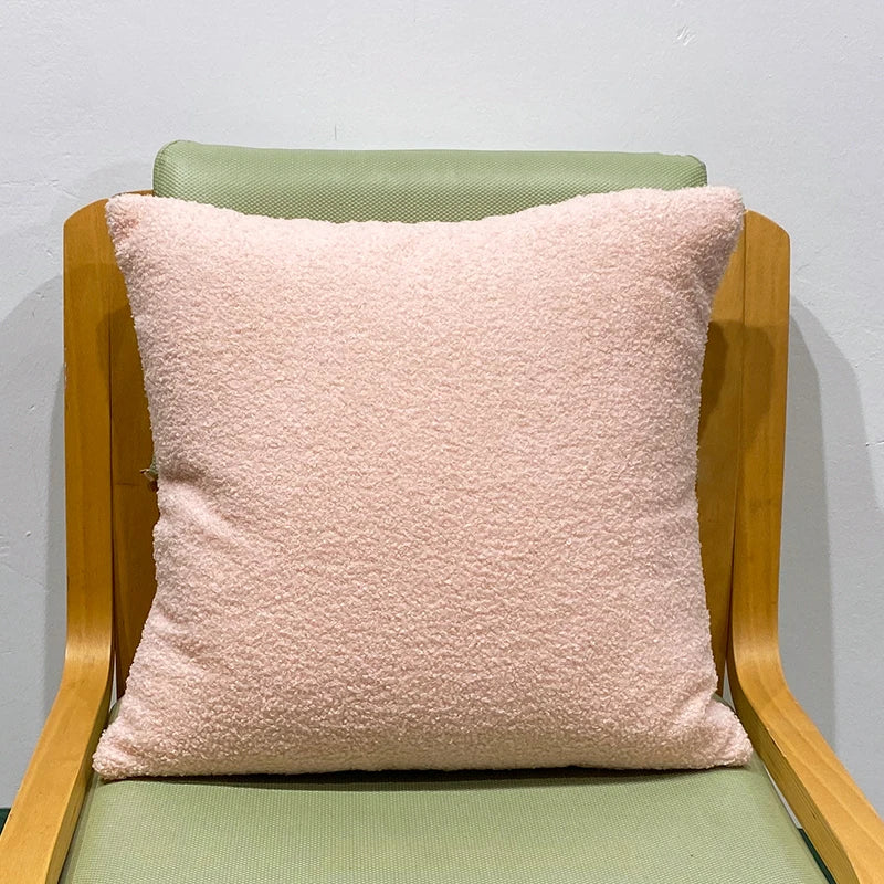 Cozy Teddy Faux Fur Cushion Cover, Plush Pillow Cover for Sofa, Living Room Decorative, Nordic Home Decor, 45*45