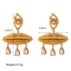 Lips Droplet Tassel Stud Earrings