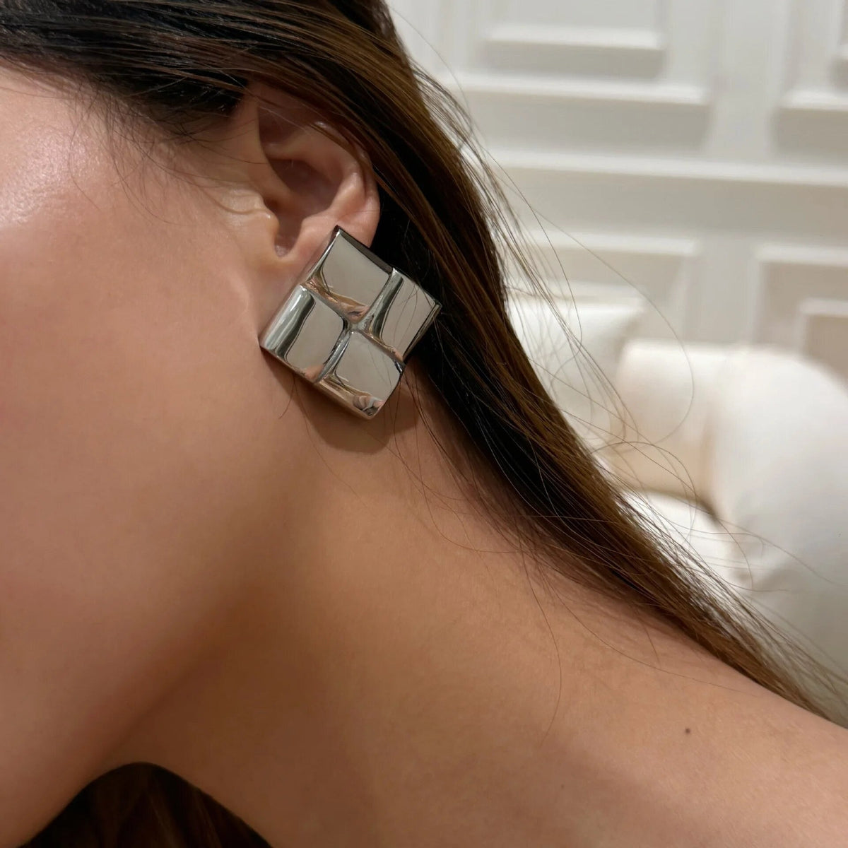 Glossy Small Square Earrings