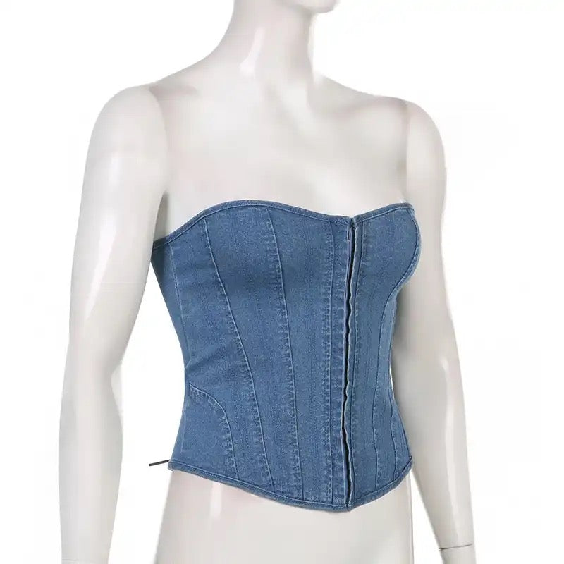 Riley Denim Corset Top