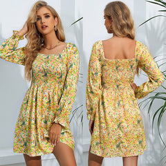 A Floral Print, Woven Mini Dress