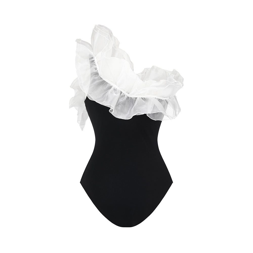 French Retro One-Piece Swimsuit