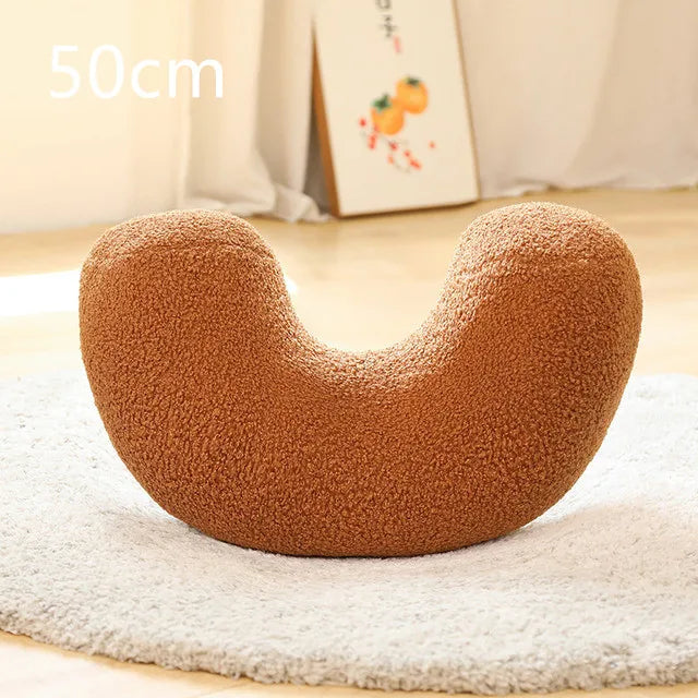 INS Popular Plush Yellow Moon Ball Shape Cushion Stuffed Donut Twist Bar Throw Pillow Home Decoration Room Pillow Birthday Gift