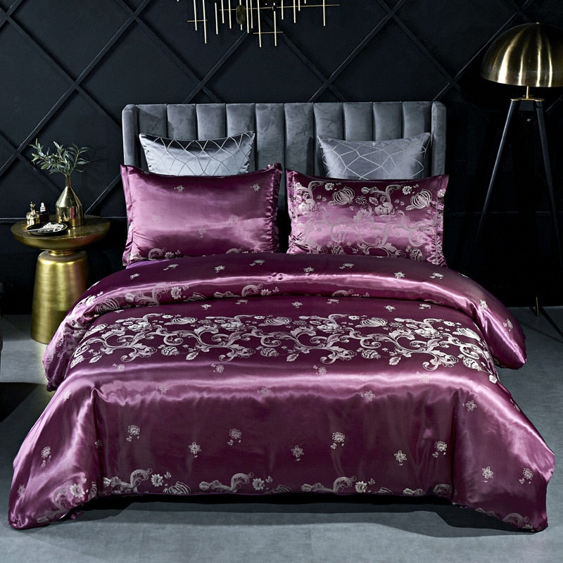 Europe and America Jacquard Luxury Bedding Set Satin Modern Luxury Bedding Sets High End rayon Wedding Duvet Cover Set Queen
