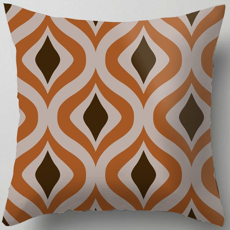 Luxury Plush Cushions Case Orange Yellow Brown Nordic Geometry Pillows Case Modern Abstract Decor Throw Pillows Home Office Sofa