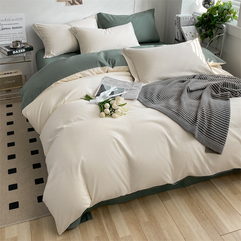 Girls Bedding Sets Kawaii Seersucker Bed Sheet Pillowcase Solid Color Duvet Cover Cute Home Decoration