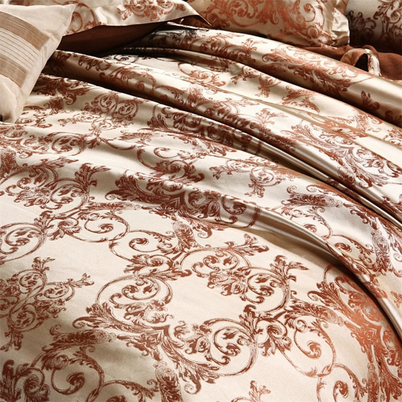 Europe and America Jacquard Luxury Bedding Set Satin Modern Luxury Bedding Sets High End rayon Wedding Duvet Cover Set Queen