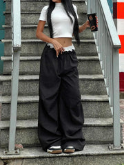 Lace Trim Loose Trousers