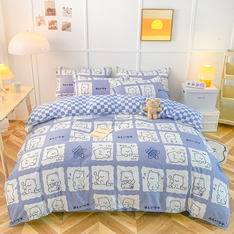 Strawberry Bedding Set Double Sheet Soft 3/4pcs Bed Sheet Set Duvet Cover Queen King Size Comforter Sets For Home For Child