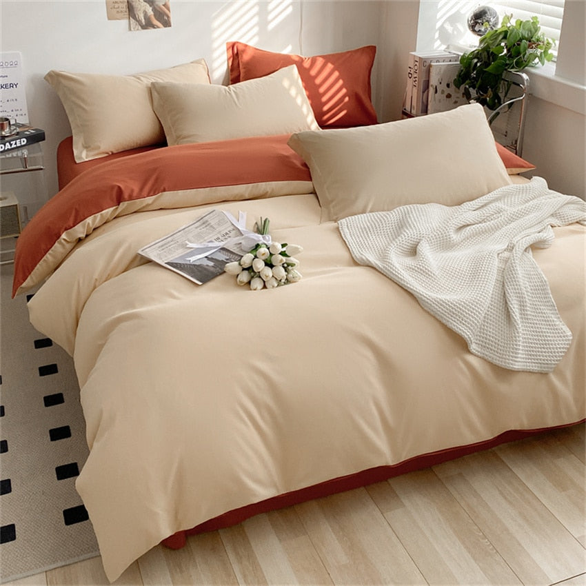 Girls Bedding Sets Kawaii Seersucker Bed Sheet Pillowcase Solid Color Duvet Cover Cute Home Decoration