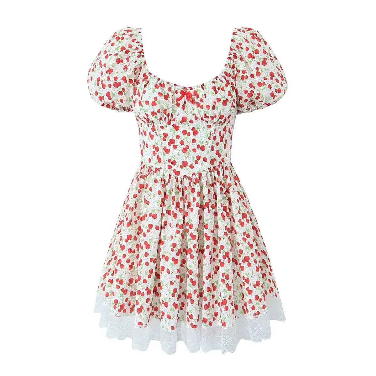 Floral Printed Pink Puff Sleeve Mini Dress
